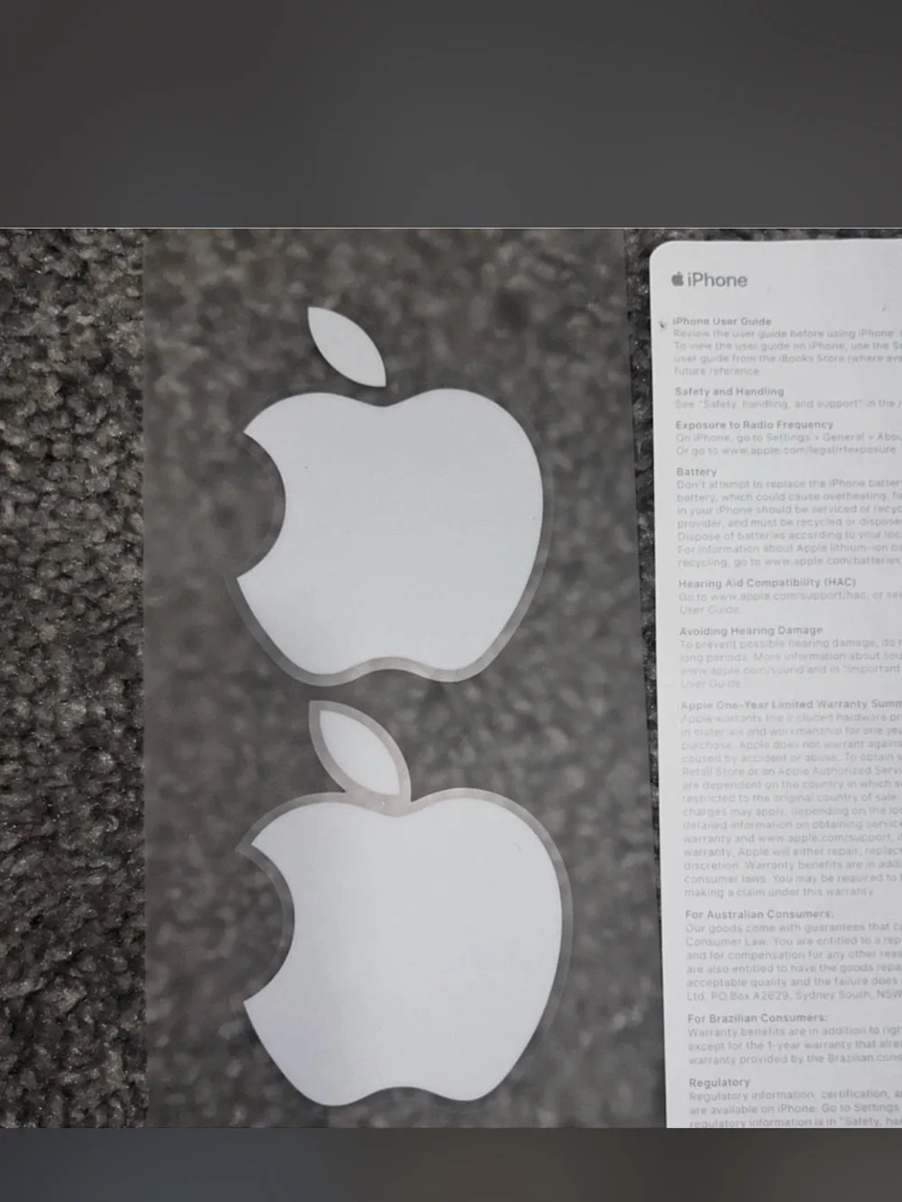 Cell phone documentation and stickers